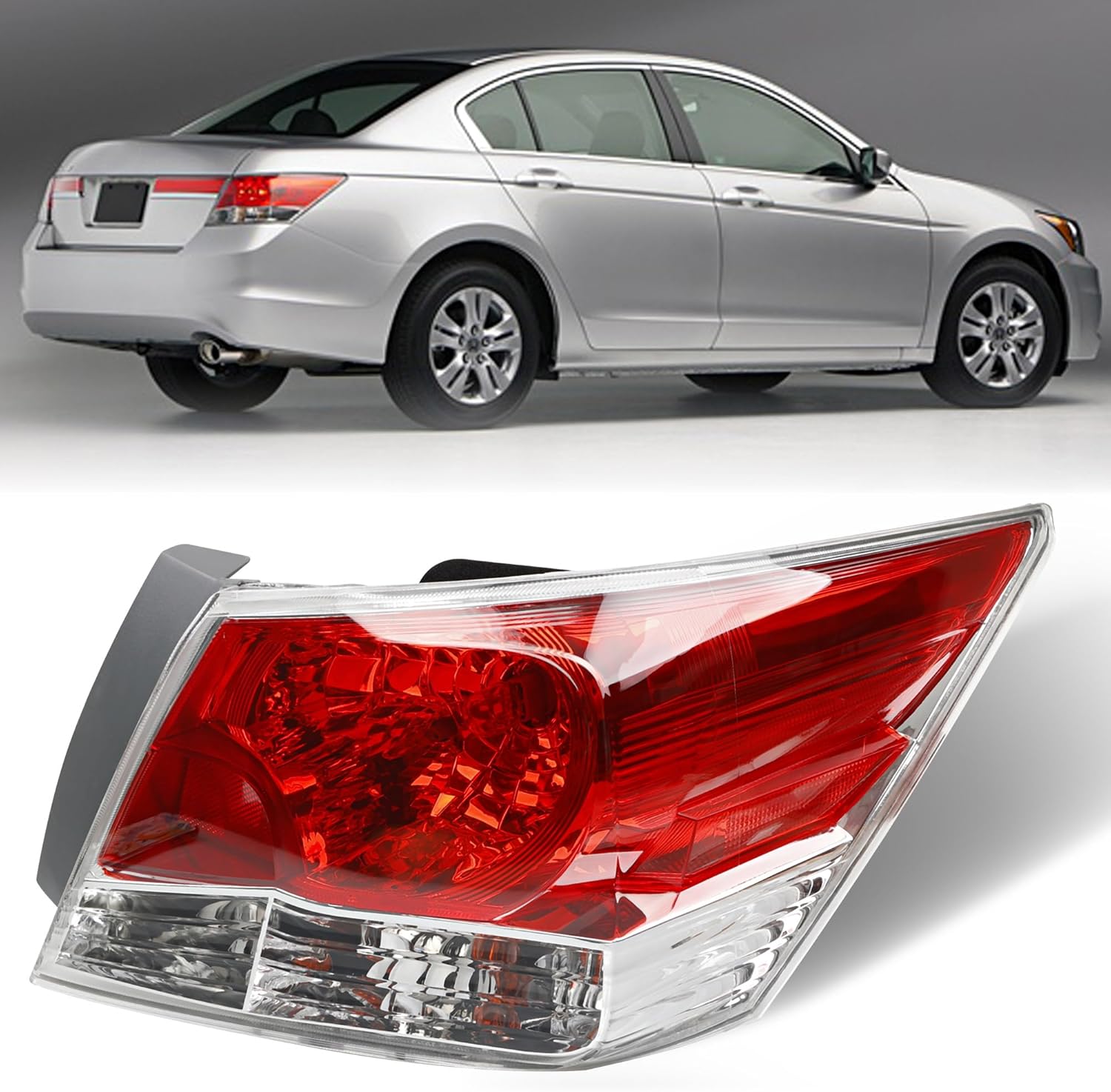 ( Right Side ) Brake Tail Light for Sedan Honda Accord 2008-2012 - HO2801172 Rear Taillight Assembly Replaces for 33500-TA0-A01 - Tail Lamp with Bulb - Passenger Right Side RH 2008-2012 Passenger Right Side RH