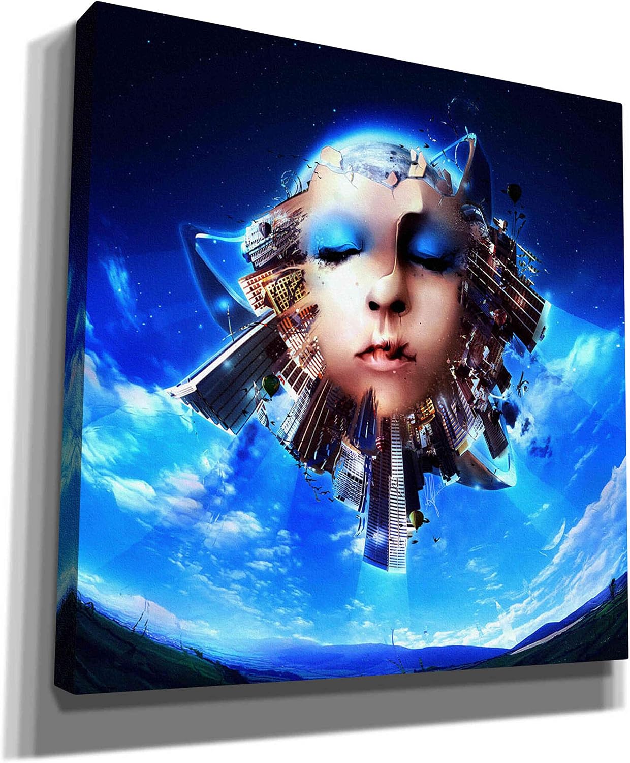 Epic Graffiti ' City of Light' by Mario Sanchez Nevado Canvas Wall Art, 12" x 12", Blue