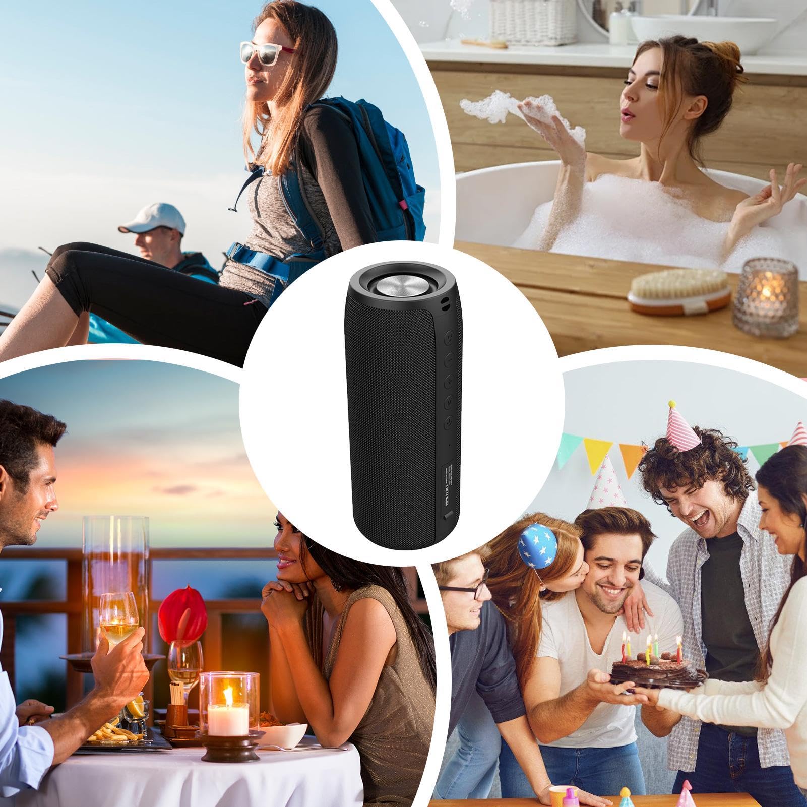 Altoparlante portatile senza fili, altoparlante da doccia impermeabile | altoparlante esterno senza fili, altoparlante versatile per feste a casa, viaggi emozionanti e ascolto dinamico all'aperto