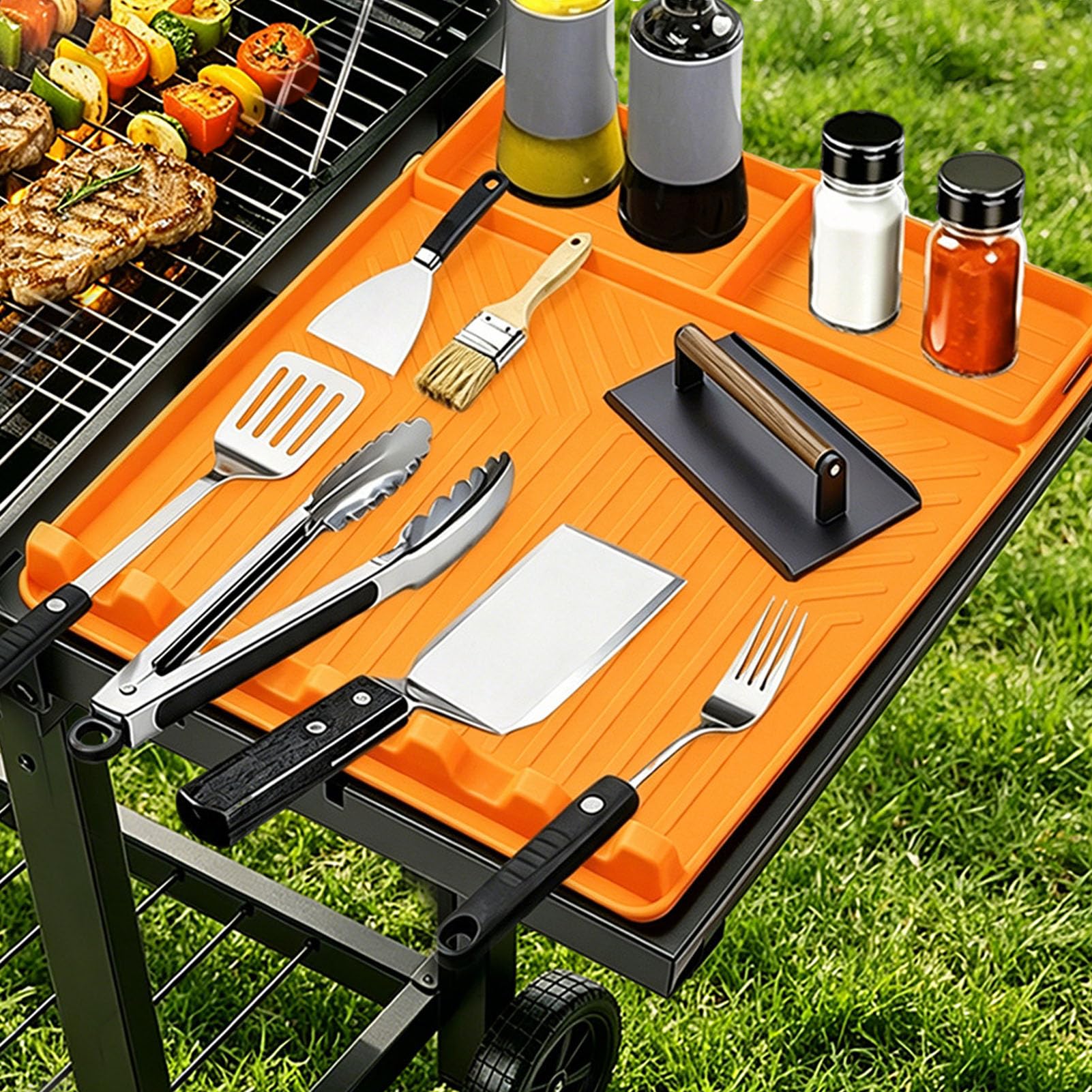 Haofy Tappetino Porta Spatola in Silicone da 15,75 Pollici | Mantiene Spatole e Pinze, Non Rotolano Via, Resiste Al Calore Elevato, Si Pulisce Facilmente con le Salviette, per Ripiano