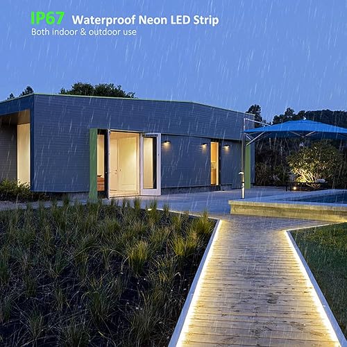 Miniatura 4 de JOYLIT Tira de luces de neón de 16.4 pies16.4 ft, 4000 K, color blanco natural, IP67, impermeable, 24 V, regulable, flexible, 0.157 x 0.394 in, lado