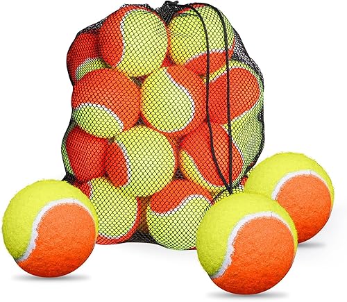 Miniatura 7 de FINGER TEN Pelotas de tenis para niños para perros, jóvenes principiantes, paquete de 121824 unidades, duraderas, naranjas, de baja compresión, sin