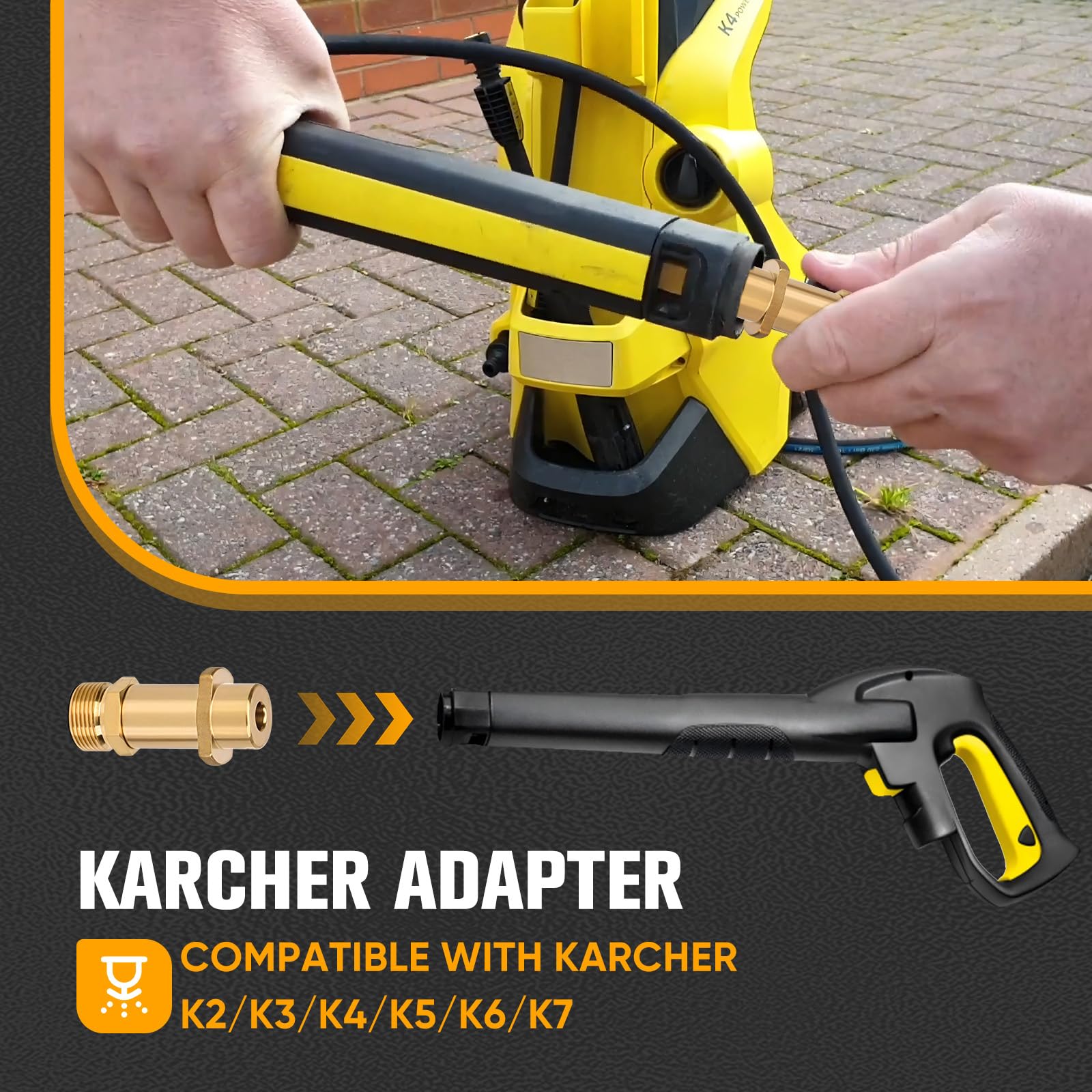 Déboucheur Canalisation Haute Pression 30m – 400 bar / 5800 PSI, compatible avec nettoyeurs Karcher K2–K7, avec adaptateur et 2 buses, nettoyage canalisations