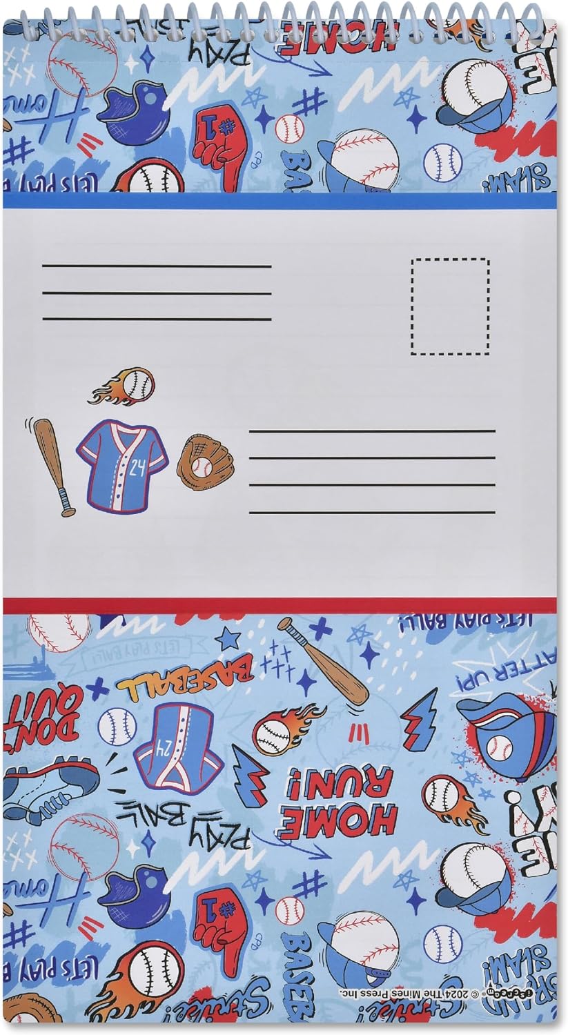 iscream + Corey Paige Designs Seal and Send 40 Sheet Stationery Note Card Pad with Seals - Ballgame