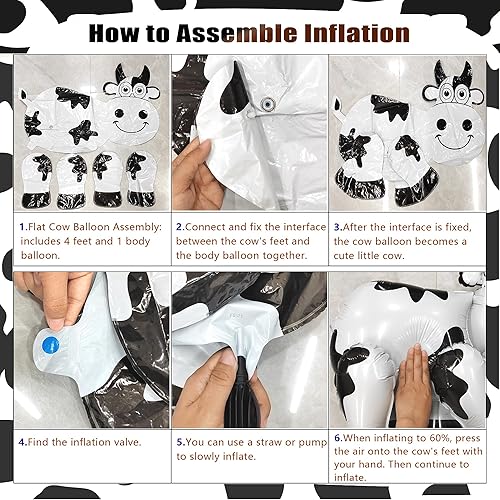 Miniatura 4 de Globo de vaca 3D para decoraciones de fiesta, bonitos globos de vaca autosuficientes para temática de vaquero occidental, suministros de decoración
