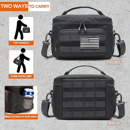 Miniatura 6 de POWNEW Lonchera táctica para hombres y mujeres, bolsa térmica grande con aislamiento térmico para oficina, trabajo, picnic, gimnasio, construcción,