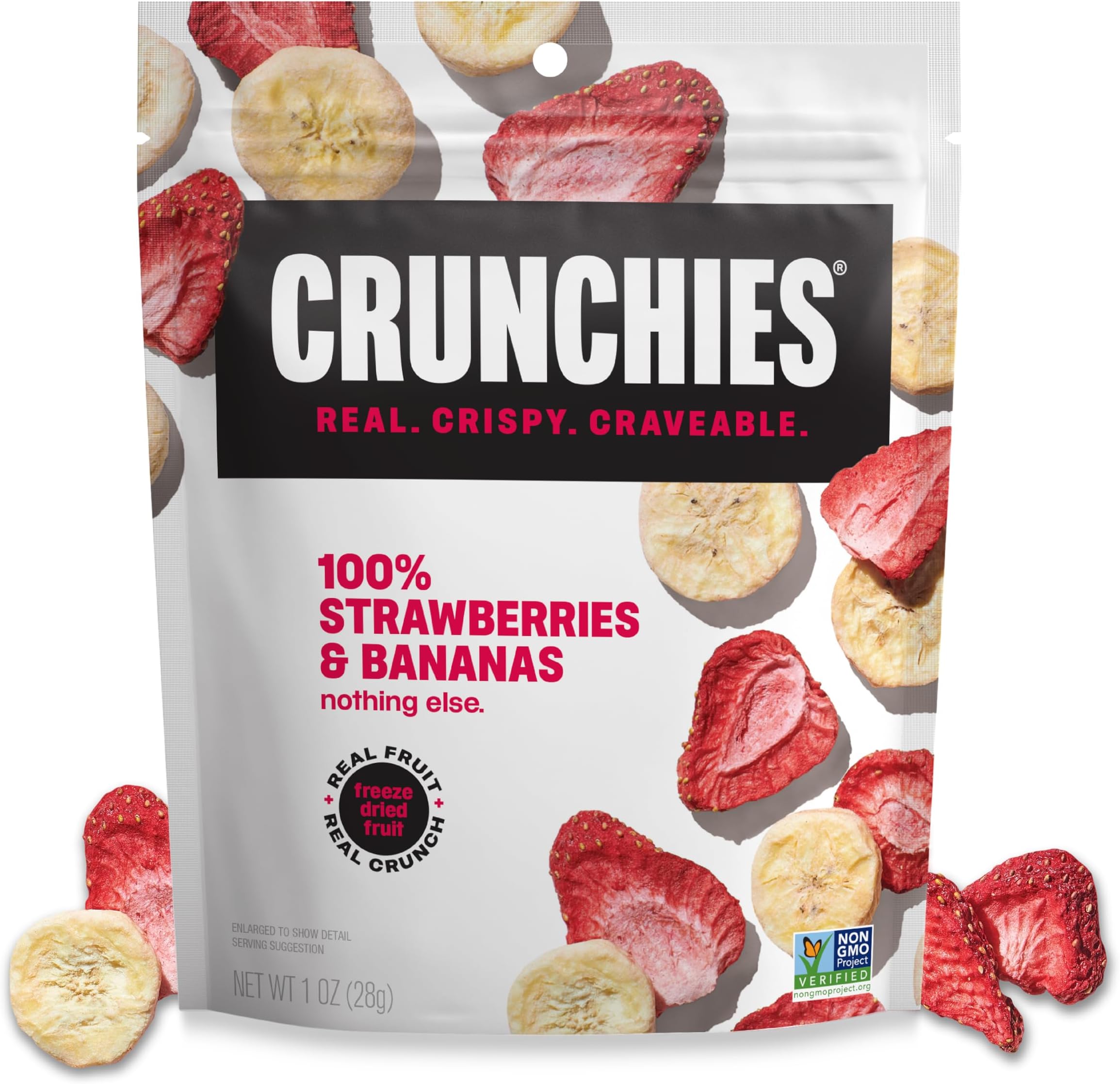 Crunchies Freeze-Dried Fruits, 100% All Natural Crispy Fruit, Non GMO and Kosher, Resealable Freeze Dried Fruit Snack Packs, Pack of 6 (Strawberry Banana)