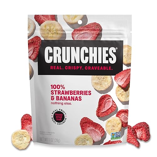 Crunchies Frutas liofilizadas, fruta crujiente 100% natural, sin OMG y Kosher, paquete de bocadillos de frutas liofilizadas resellables individuales