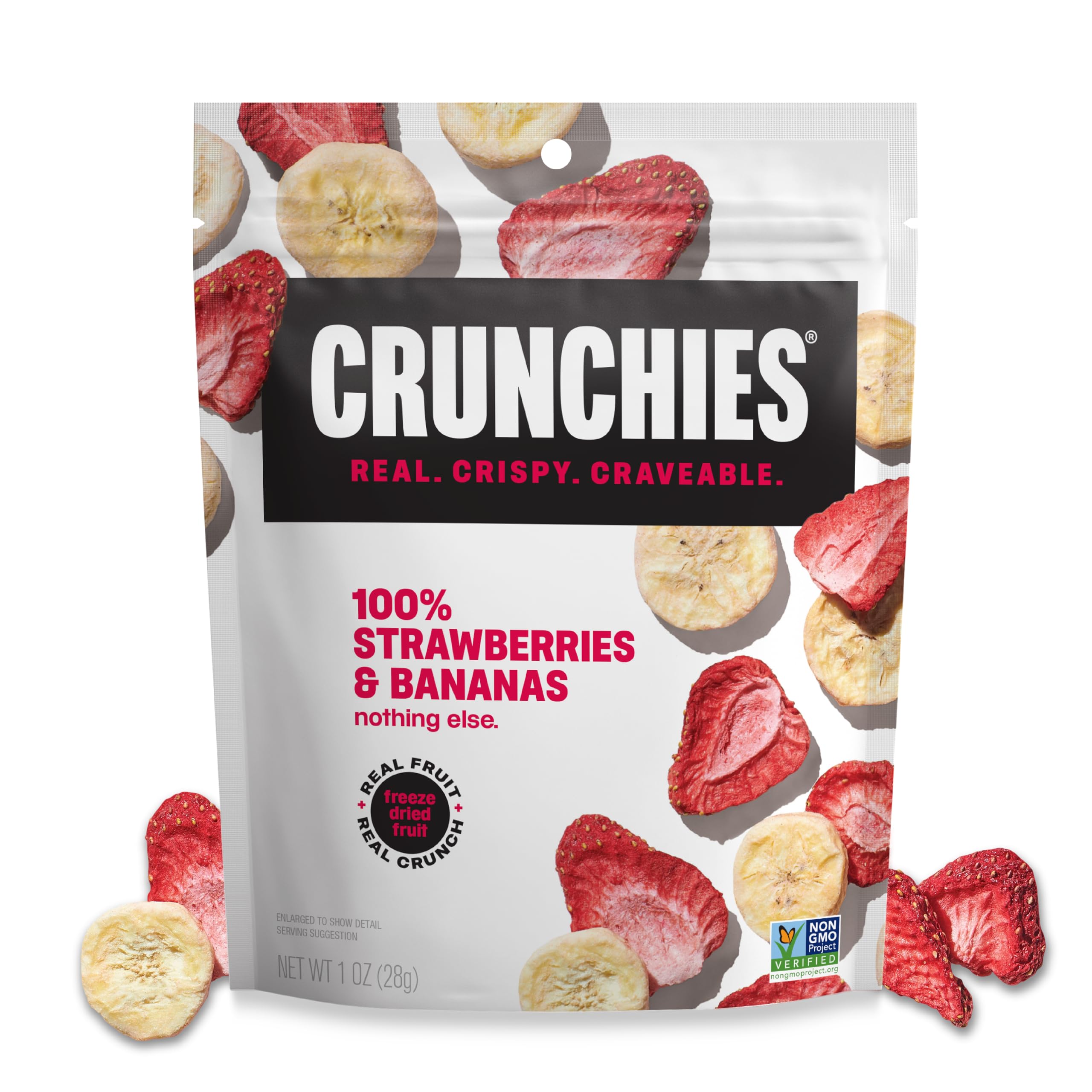 CRUNCHIES Crunchies Crispy 100% All Natural Freeze-Dried Fruits, 1 Ounce (6 Snack Packs) (Strawberry Banana)