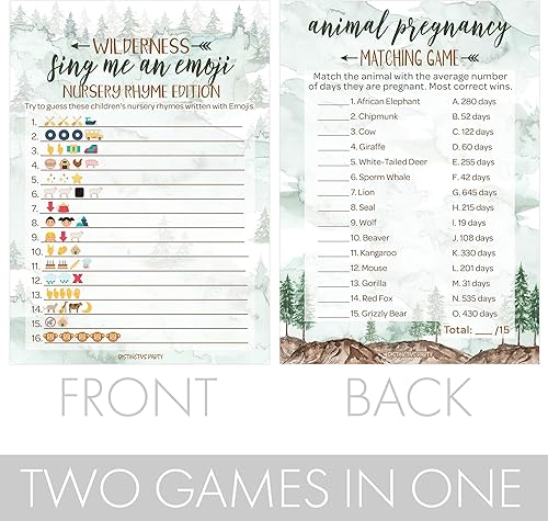 Miniatura 3 de Little Adventurer - Juego de fiesta de baby shower, embarazo de animales y emoji, juego de adivinanzas (paquete de 2 juegos), 20 tarjetas de doble