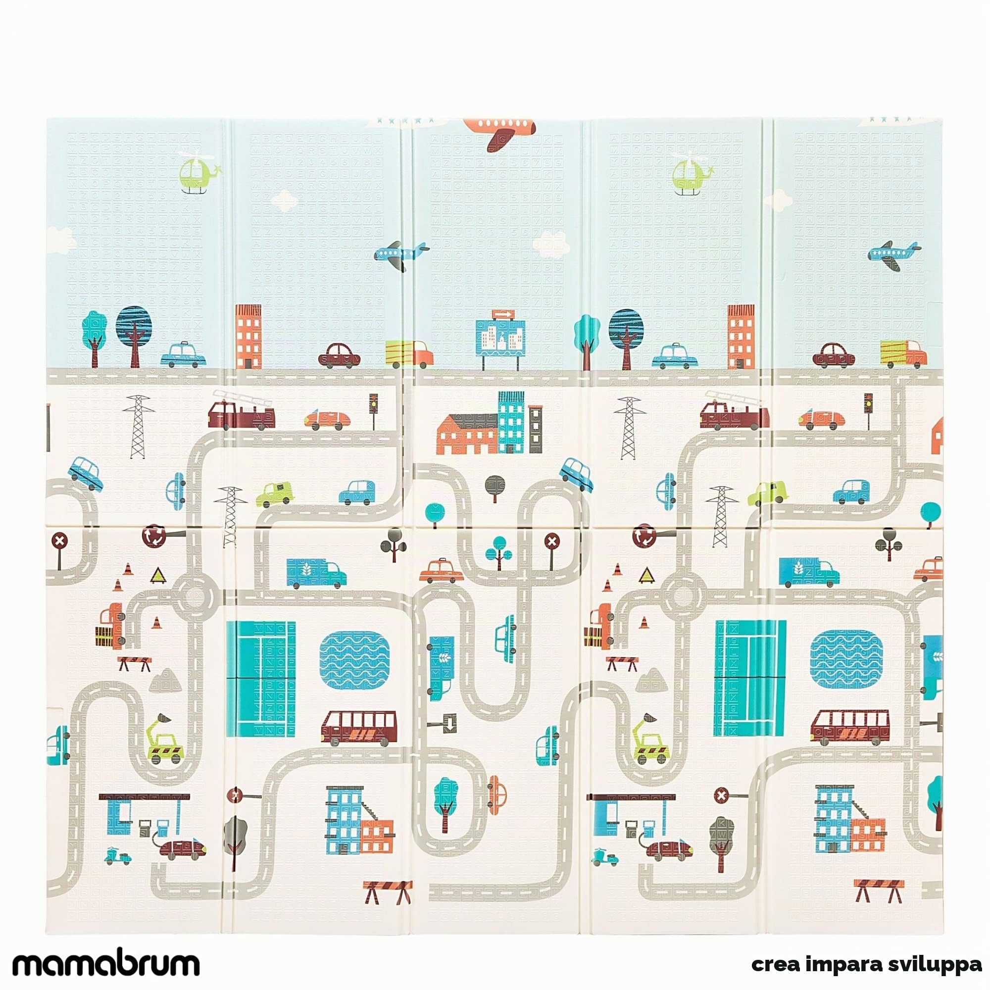 Mamabrum Tappetino da Gioco Pieghevole per Bambini, 200 x 180 x 1 cm, in Schiuma Impermeabile, Portatile e Non Tossico, Ideale per Pavimenti, Spesso e Allargato