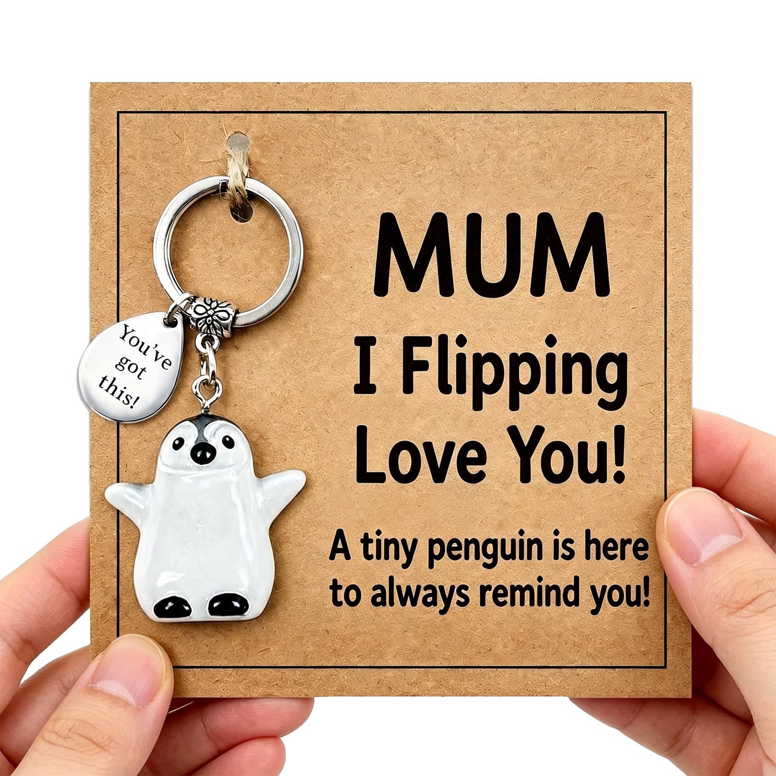 Ethlomoer Unisex Black And White Penguin Keyring For Mum – “You‘ve Got This!” Inspirational Keyring For Mummy With Penguin Pendant, Stainless Steel Mum Birthday Gifts Mothers Day Presents For Her