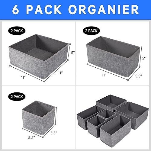 Miniatura 2 de FAMALAHEE Organizador de cajones para ropa interior, juego de 6 organizadores plegables de cajones de ropa interior y separadores de armario, caja