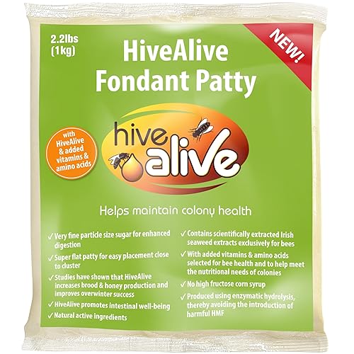 HIVE ALIVE Suplemento alimenticio Fondant Bee - Potenciador de alimentación fácil de usar evita la inanición durante el invierno - Solo Fondant ha