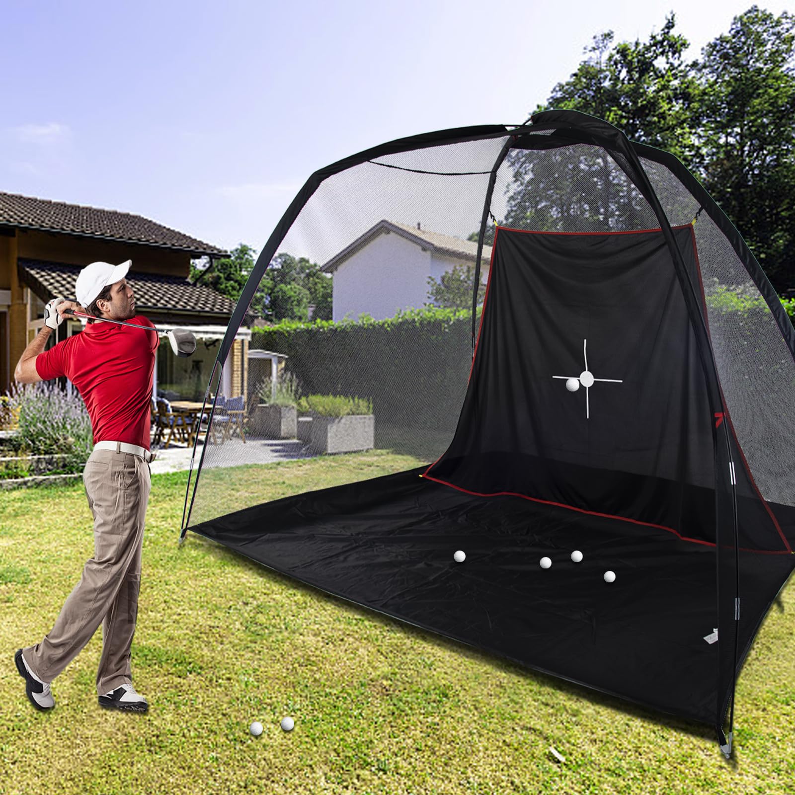 Kapler Reti da golf per cortile da 3,5 x 1,8 m, rete da golf portatile per casa, interni, esterni, garage, campo da golf, con bersaglio e borsa per il trasporto, regalo per uomini e bambini