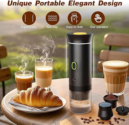 Miniatura 6 de Cafetera de café expreso a batería, cafetera Portatil Expreso, 20 bares, mini cafetera pequeña de 5 V, compatible con cápsulas NS y café molido para