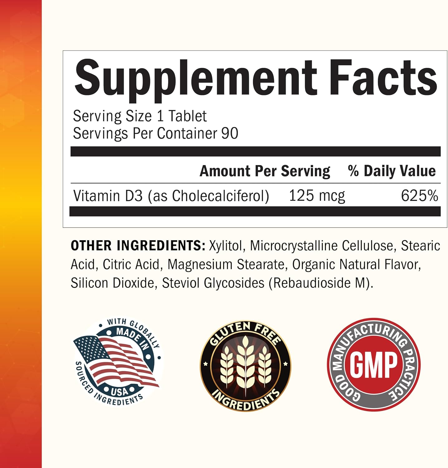 Vitamin D3 5000 IU (125 mcg) Chewable Tablets - 90-Day Supply, 90 Count | Immune Support, Bone Strength, Healthy Muscle Function - Gluten-Free and Non-GMO Chewable Vitamin D for Adults, Bioschwartz