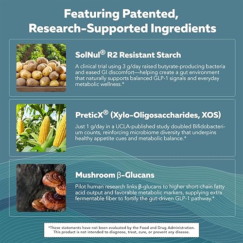 Miniatura 6 de GLP-Pre - Complejo de fibra prebiótica optimizada - Optimización del microbioma intestinal para el apoyo natural de la vía GLP-1 y bienestar