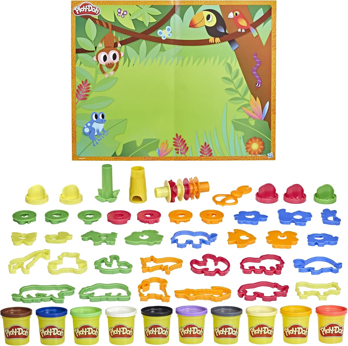 Juego de aventuras con animales, juguetes de manualidades para niños y niñas de 3 años, 45 herramientas, 10 latas (exclusivo de Amazon)