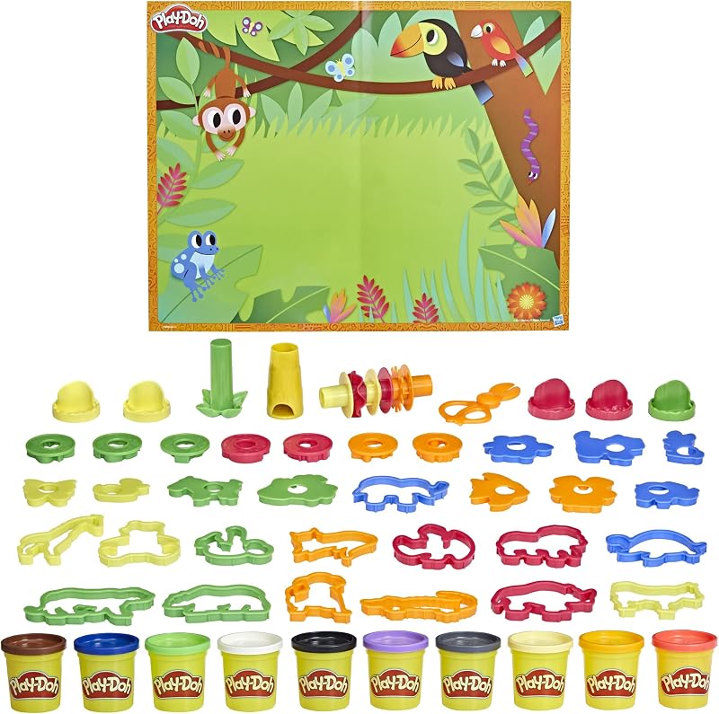 Juego de aventuras con animales, juguetes de manualidades para niños y niñas de 3 años, 45 herramientas, 10 latas (exclusivo de Amazon)