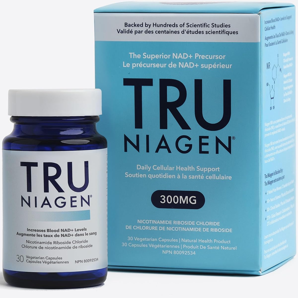 TRU NIAGEN TRU NIAGEN NAD+ Supplement More Efficient Than NMN, Niacinamide, Niacin. Nicotinamide Riboside Vitamin B3 for Cellular Health Patented Formula 30ct - 300mg (1 Months / 1 Bottle)