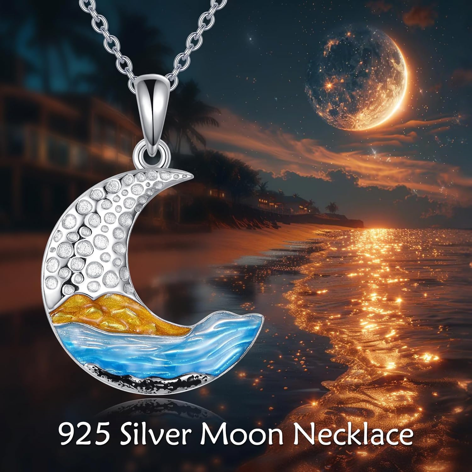 POPLYKE Moon Necklace for Women 925 Sterling Silver Moon Mountain Pendant Necklace “I Love You” Birthday Valentines Jewelry Gifts for Wife Couple Lovers - Image 6