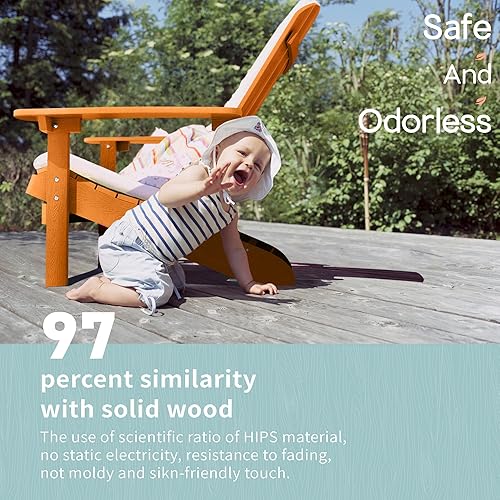 Miniatura 7 de YEFU Sillas Adirondack de plástico resistentes a la intemperie, sillas de patio de 5 pasos de fácil instalación, como madera real, ampliamente