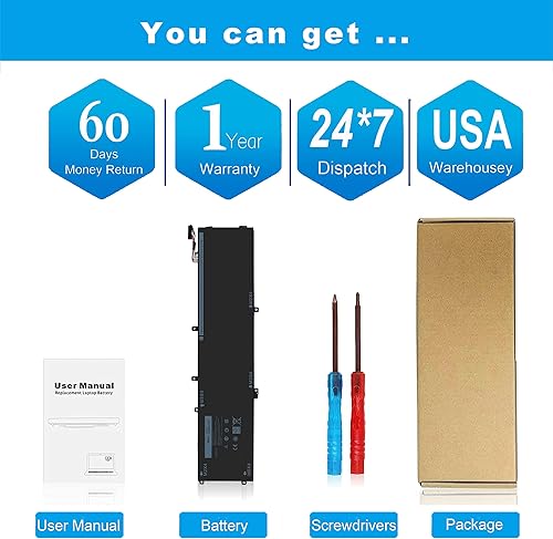 Miniatura 6 de Ftenlyen 84Wh 4GVGH Battery Compatible for Dell XPS 15 9550 Battery 15-9550 Precision 5510 Battery 1P6KD 01P6KD T453X 0T453X 04GVGH 062MJV M7R96