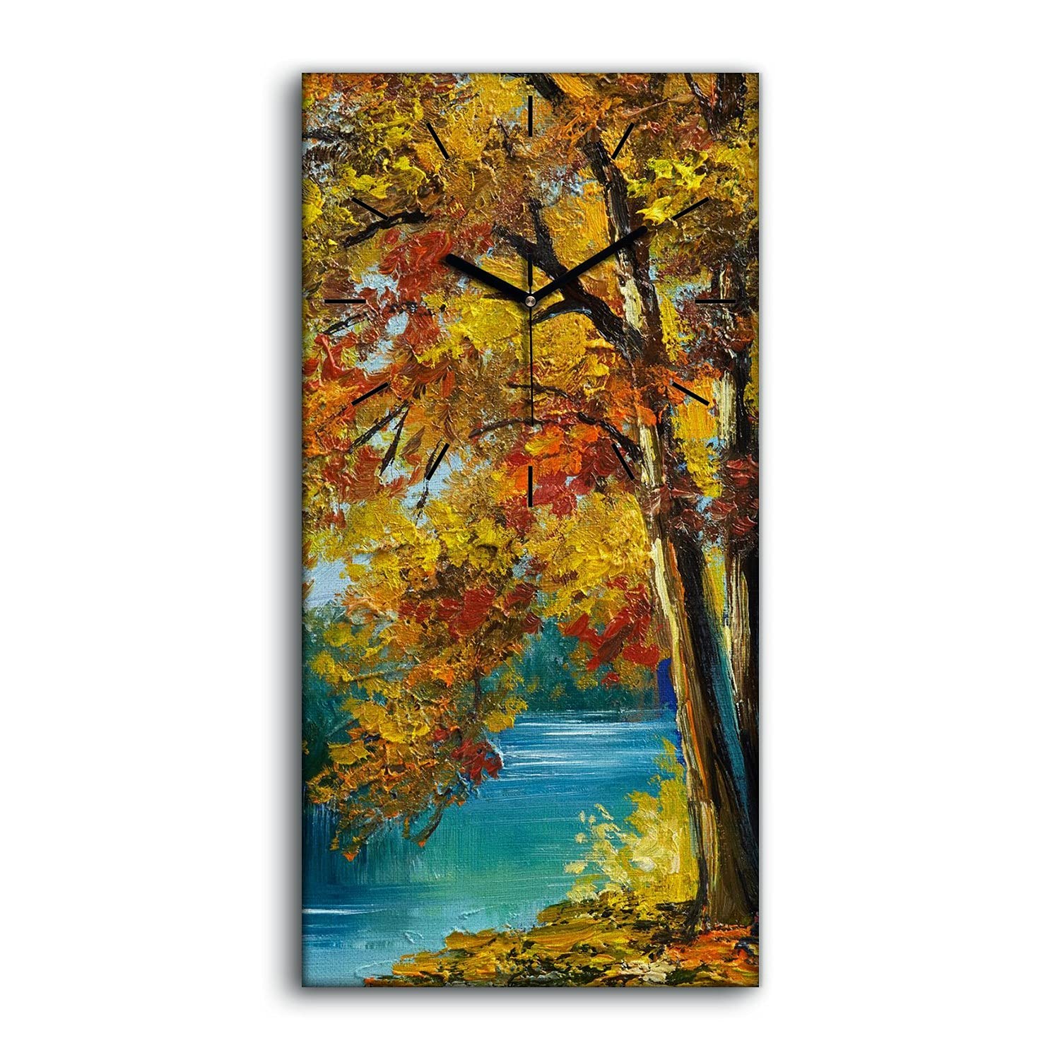 Horloge sur Toile Foret Salon Apaisant Art Mural sans Tic-Tac