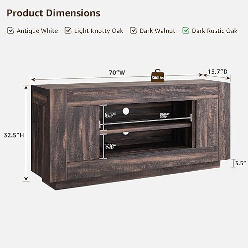 Miniatura 2 de OKD Moderno soporte de TV de 70 pulgadas, centro de entretenimiento para televisores de hasta 80 pulgadas, consola multimedia con almacenamiento