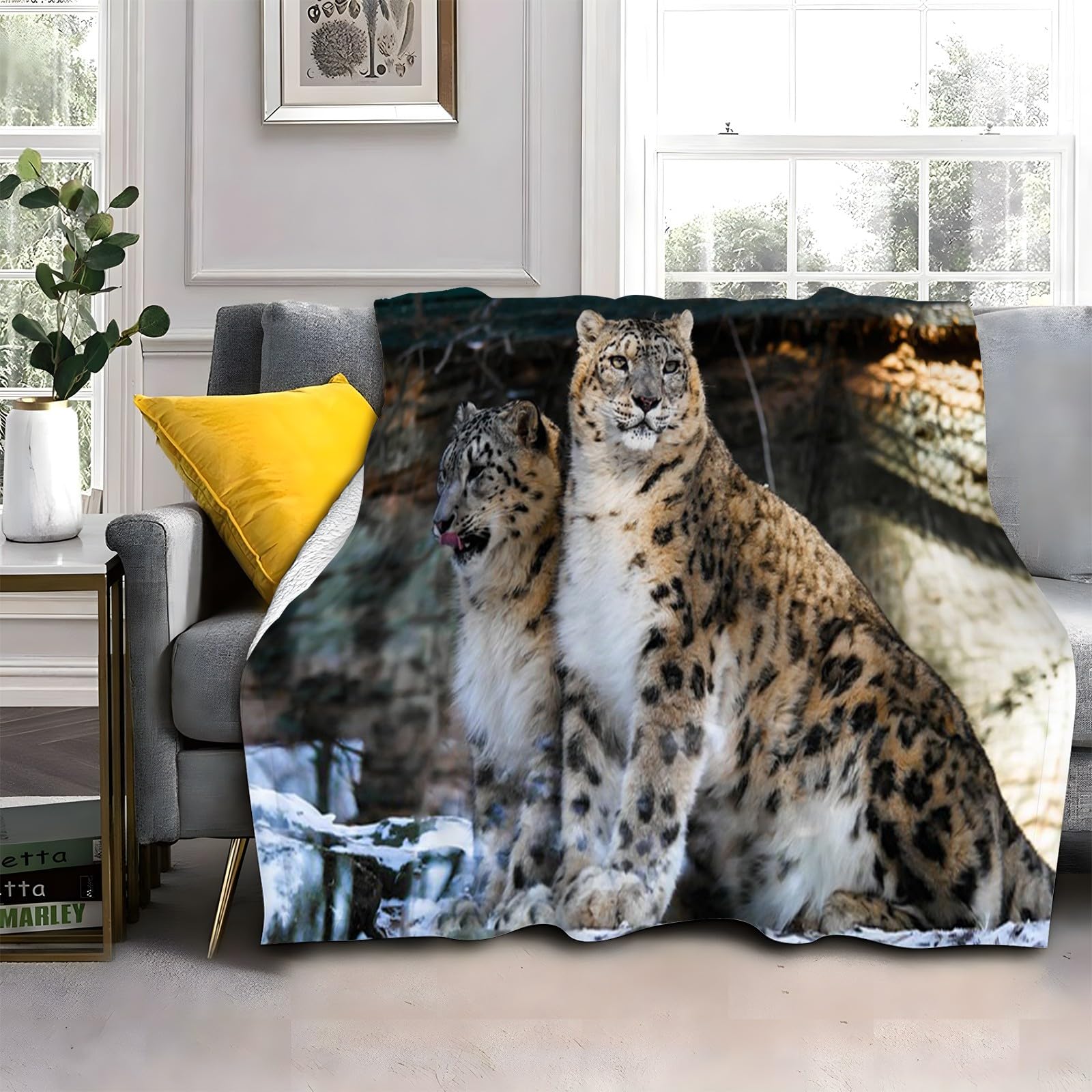 LLSZAHD Brown Leopard Fleece Blanket, Animals Throw Blanket, Soft Warm Fuzzy Washable Blanket for Sofa, Chair, Lap, Travel, Pets, excellent gift (40"x60")