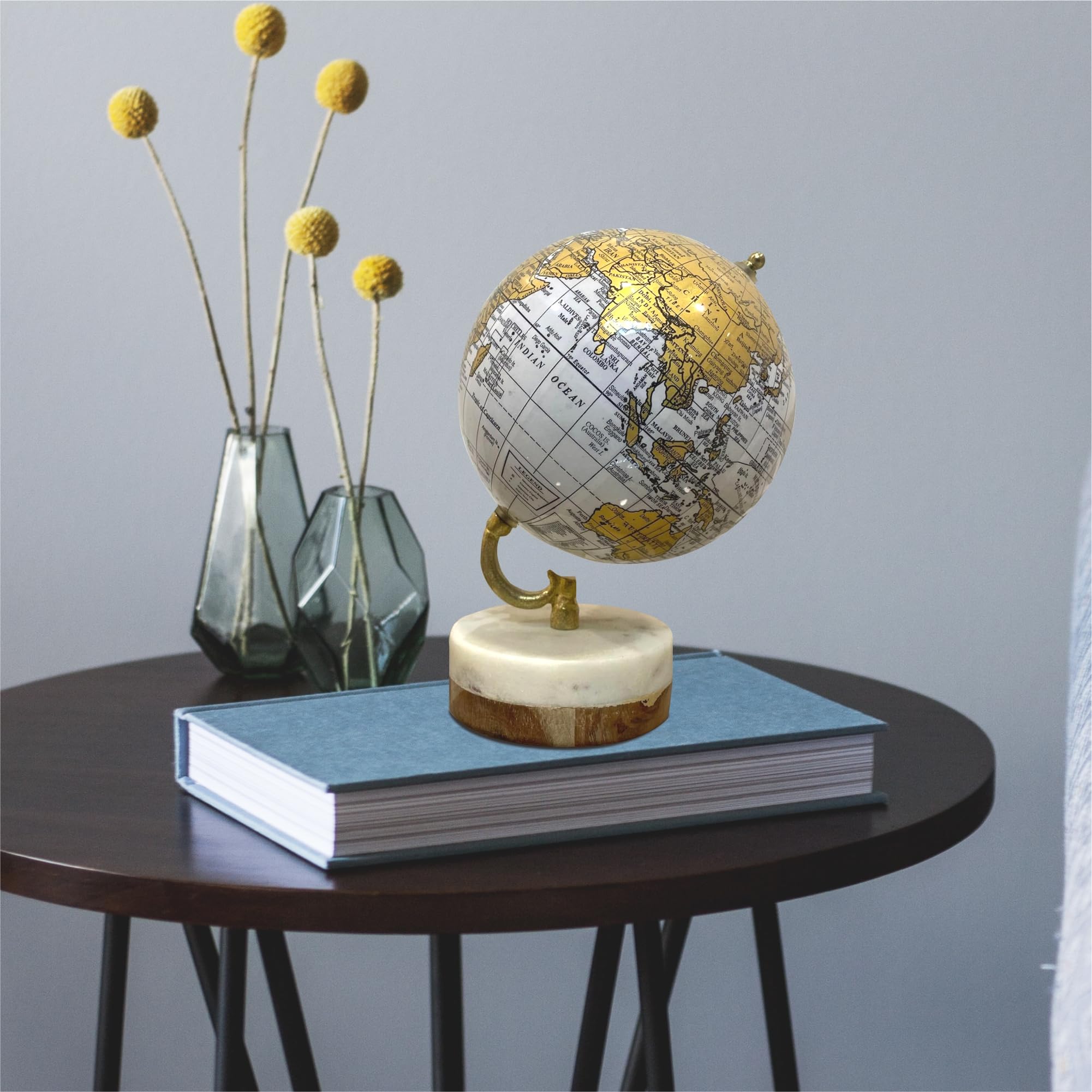 Buy GLOBE DADDY 6 Inch Rotating Globe with Elegant Wood & Marble Base ...