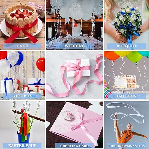 Miniatura 4 de Cintas negras de satén de doble cara de 1-12 pulgadas, 50 yardas, cinta de poliéster HD, para envoltura de regalos de boda, floristería, flores,