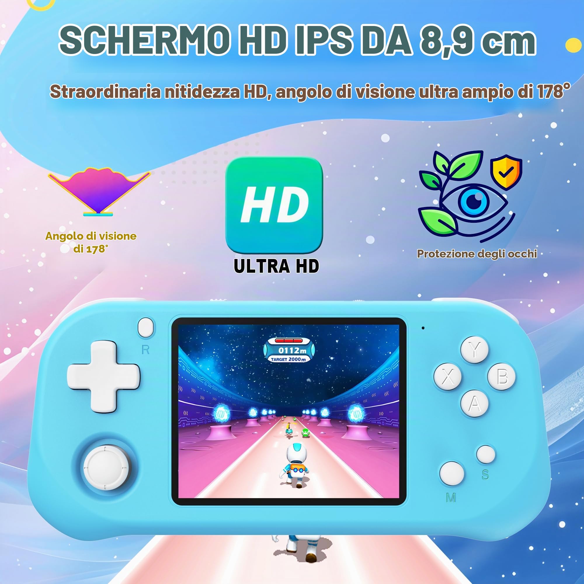 Console di Gioco Portatile per Bambini,139 Videogiochi Retrò,blu