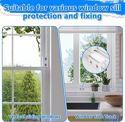Miniatura 2 de Cerradura de ventana, 8 juegos de cerraduras deslizantes de ventana hacia arriba y hacia abajo, tapones de ventana para ventanas verticales y