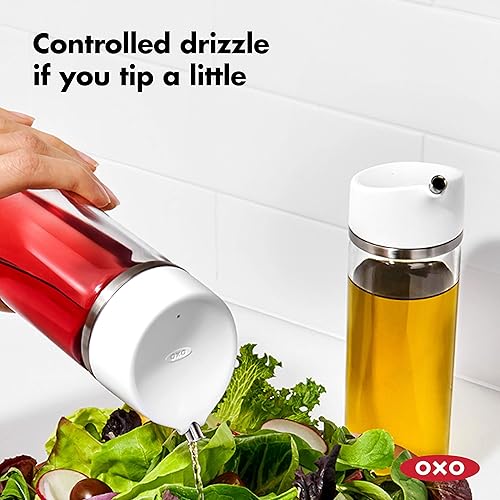 Miniatura 5 de OXO Good Grips Precision Pour Glass Dispenser Set, 2 Piece Oil & Vinegar Set, Clear, White