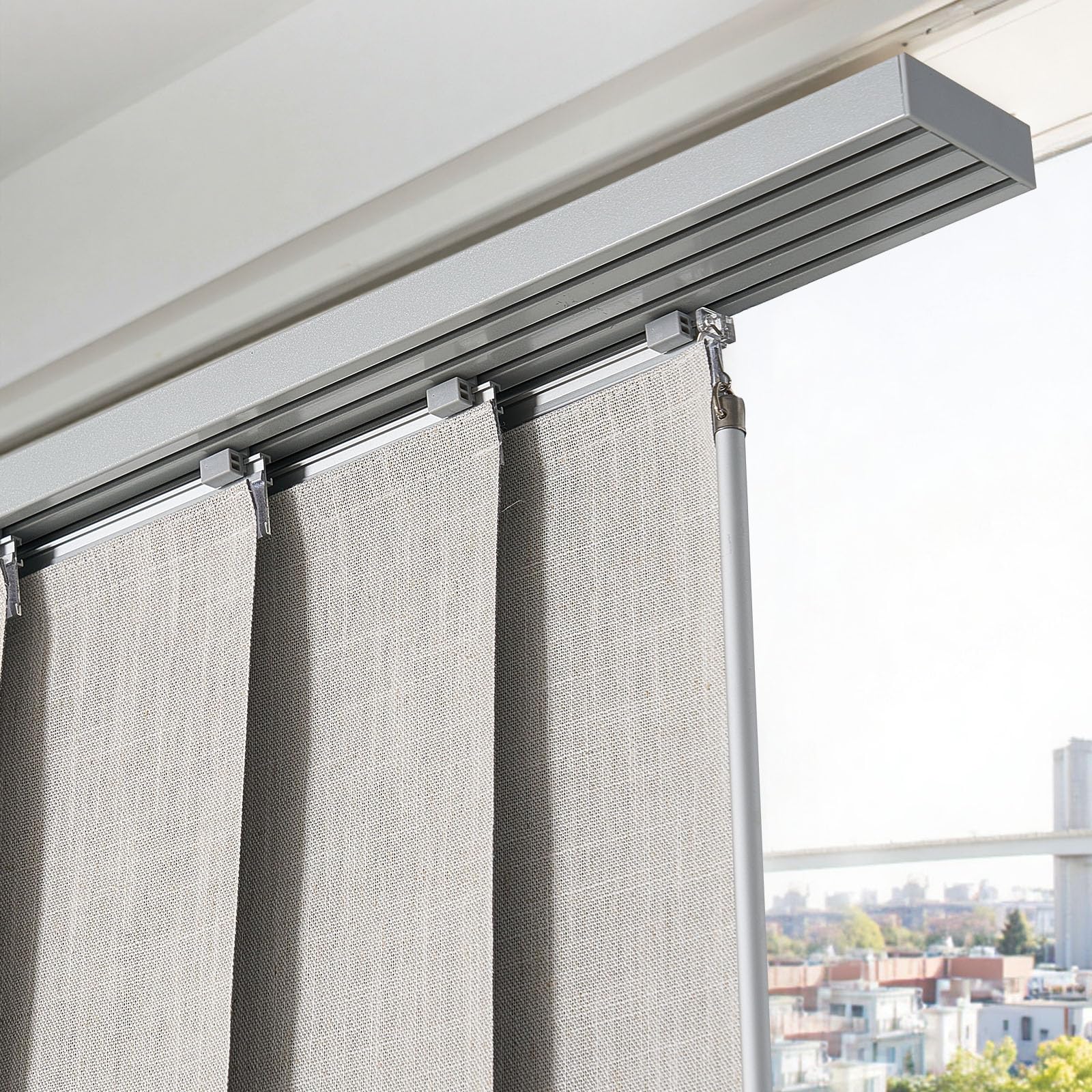 VEVOR Tende a Pannello Binario Estensibile Larghezza tra 116 cm e 218 cm Tende a Pannello per Privacy da Casa Balcone Salone, Oscuranti Verticali Scorrevole per Porte Scorrevoli (Grigio Chiaro)