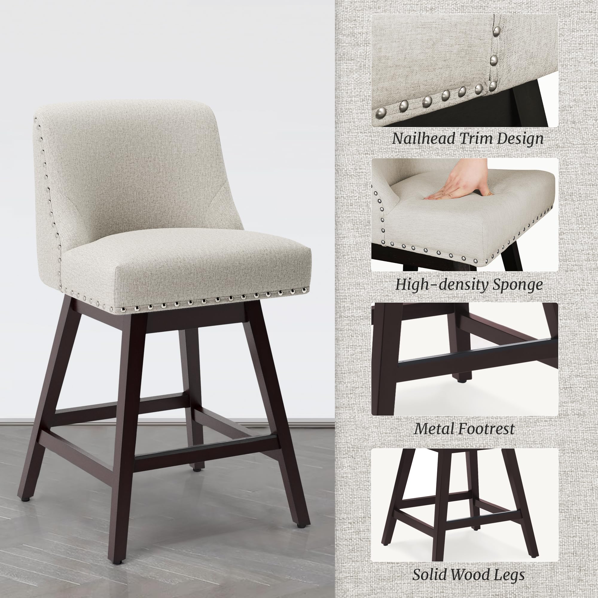 Mua Cozyman 26 Inch Bar Stools Set Of 2, Light Gray Swivel