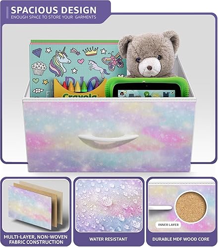 Miniatura 5 de Sorbus Cómoda para niños con 4 cajones, organizador de cofre de almacenamiento, marco de acero, parte superior de madera, contenedores de tela