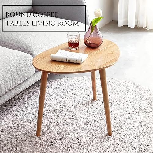 Miniatura 22 de Mesa auxiliar ovalada pequeña, mesas de centro 100% madera maciza, mesa moderna de mediados de siglo para sala de estar, mesas auxiliares para el