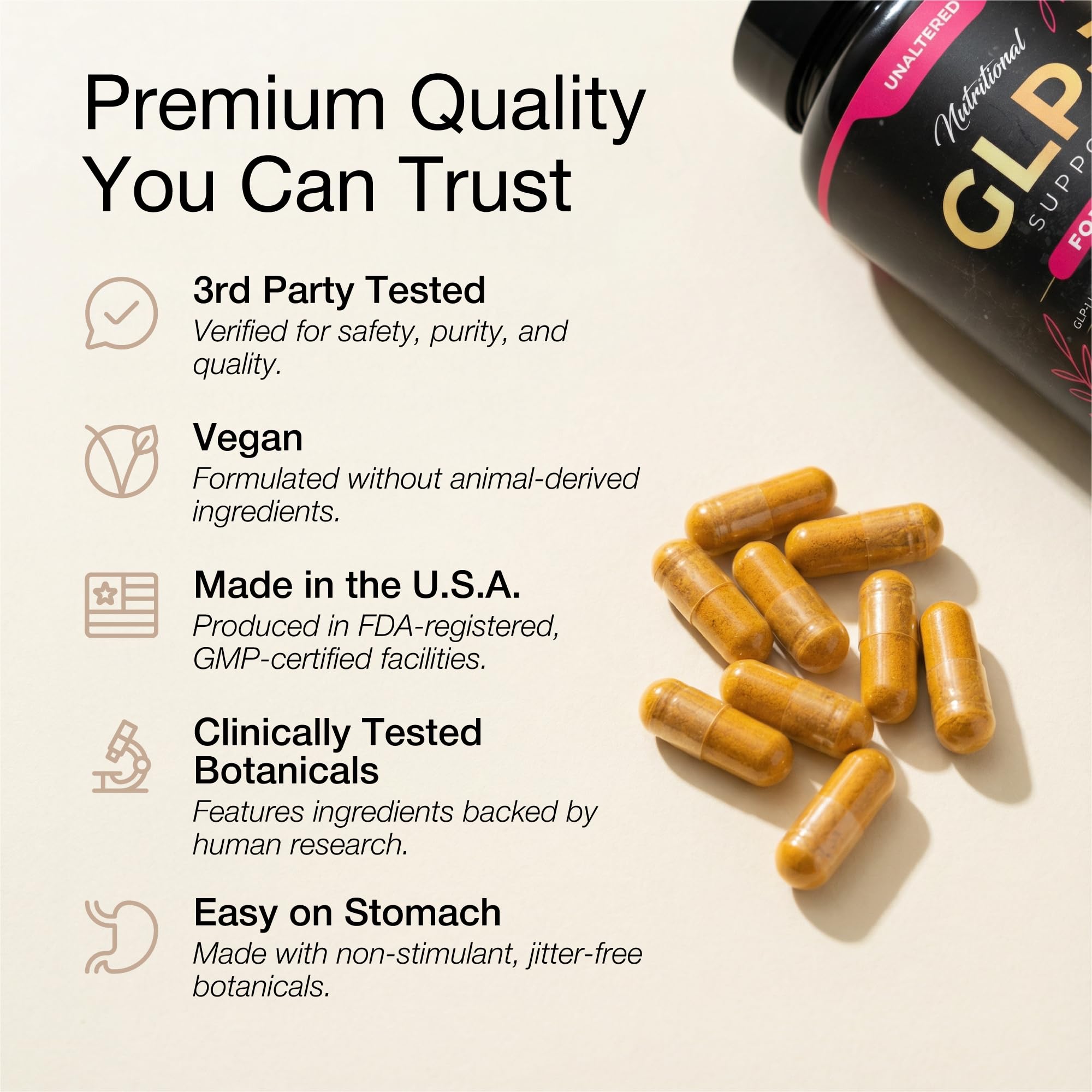 UNALTERED GLP-1 Supplement for Women - Natural Support for Cravings, Weight, & Gut Health - Clinically Tested Ingredients, Biochemist-Formulated, Vegan - Dietary Supplement - 60 Capsules — Amazon image 4