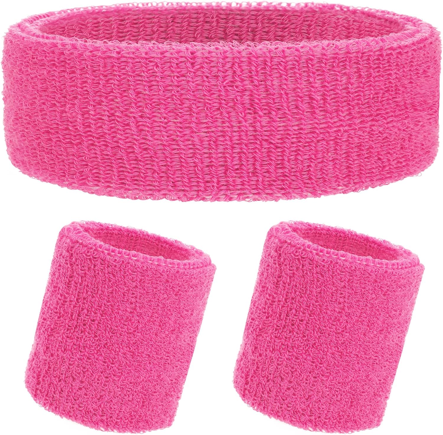 Yolev 3Pieces Sweatband Set, Sports Headband and Wristbands, Set of 1 Headband and 2 Wristbands, for Athletic Men and Women, Black and Neon Green, One Size(Light Green)