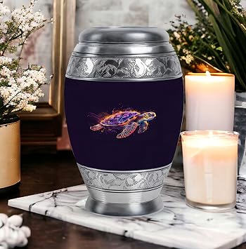 Turtle Large Urn for Human Ashes 10 Inch, Funeral Cremation Urns for Men