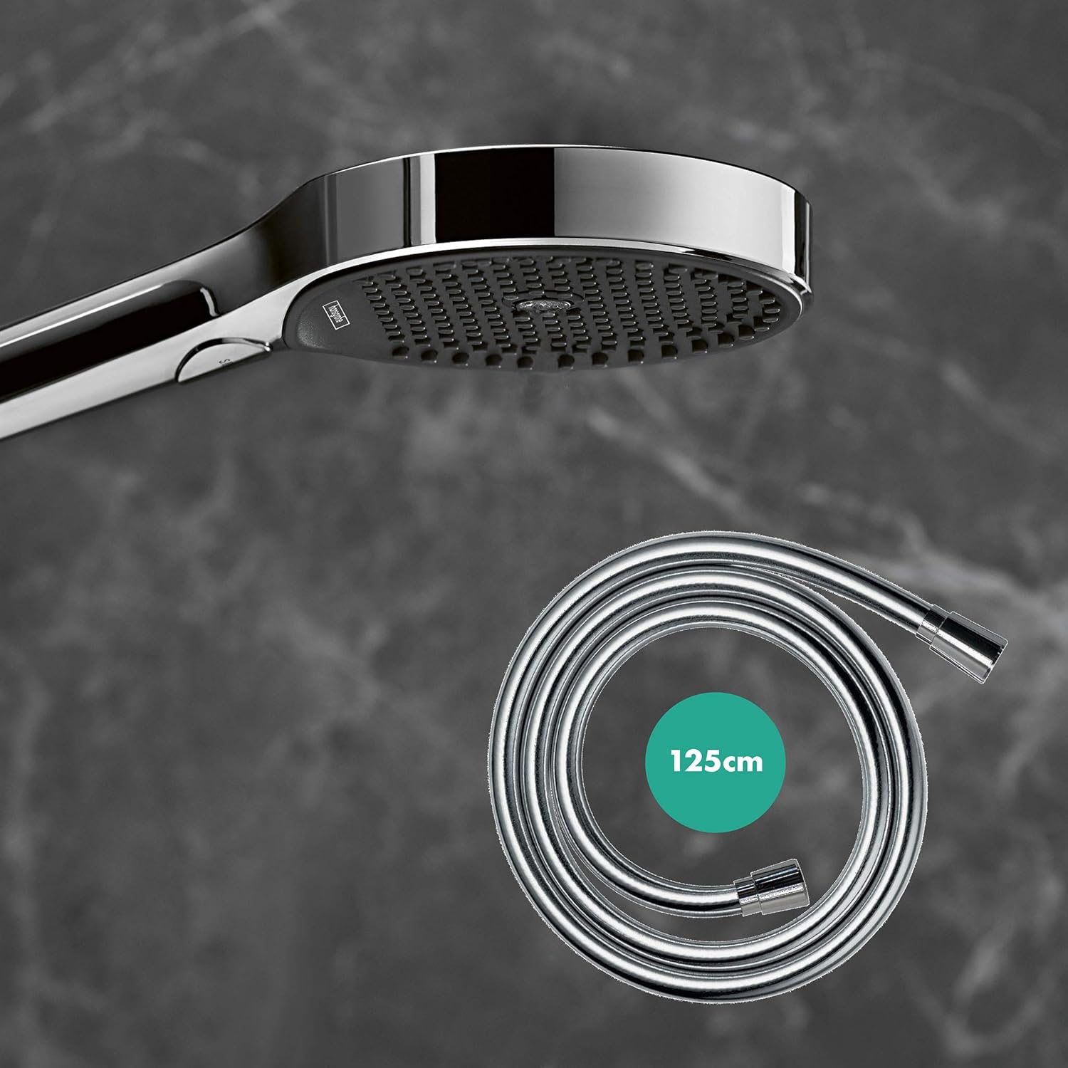 hansgrohe (HB7HL) 26851000 hansgrohe Rainfinity Shower Holder Set 130 3Jet with Shower Hose 160 cm, chrome, Set mit Brauseschlauch 1,25m