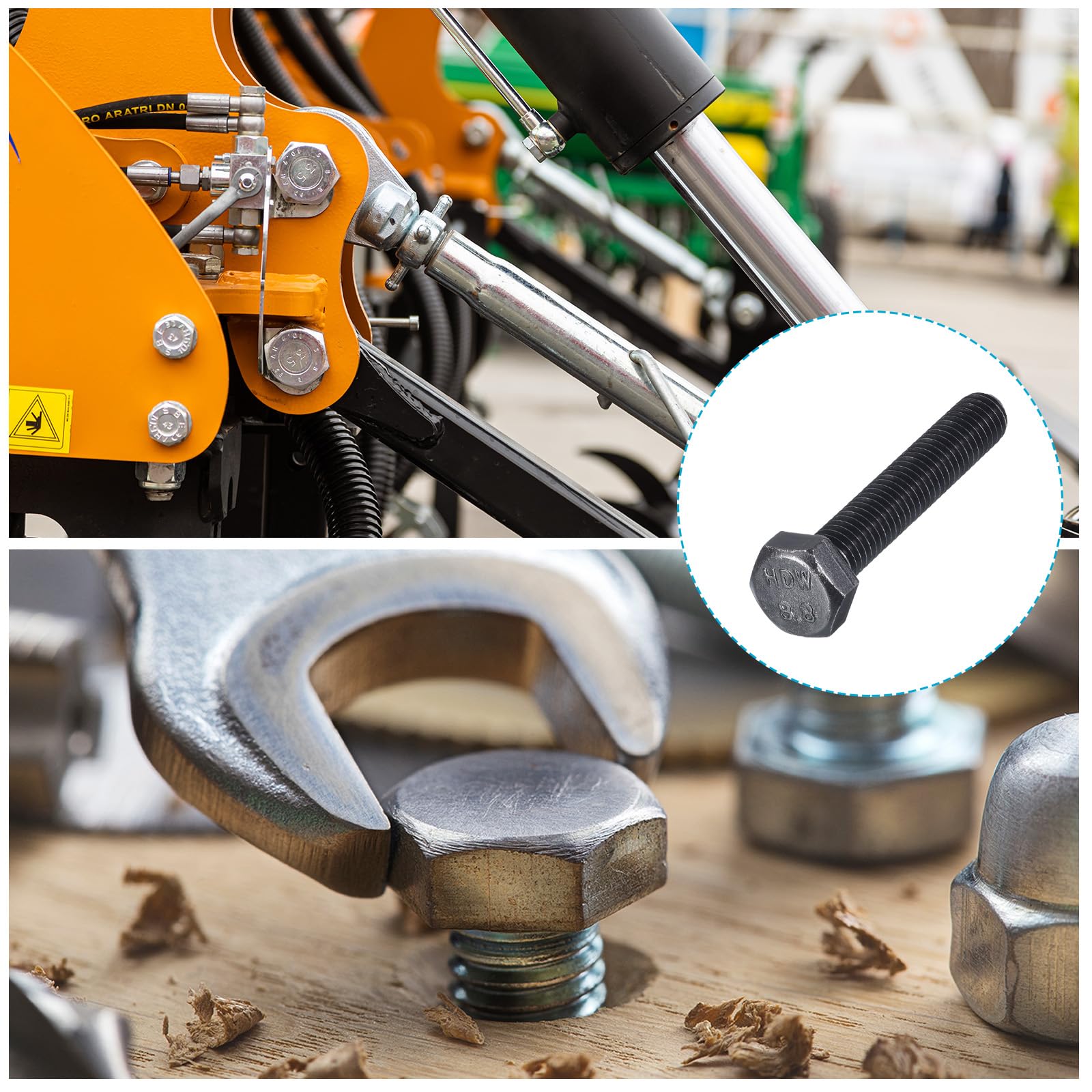 METALLIXITY Hex Bolts (M8-1.25x45mm) 10Pcs, 8.8 Grade Carbon Steel Fully Threaded Black Oxide - Image 4