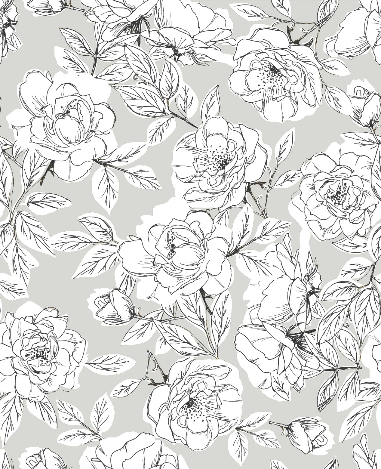 xupingjiti Selbstklebende Tapete Blumen Aquarell Blätter und Blumen Wandpapier 44x300cm Selbstklebende Folie Vintage Dekorfolie Möbelfolie Klebefolie PVC Vinyl Wandaufkleber