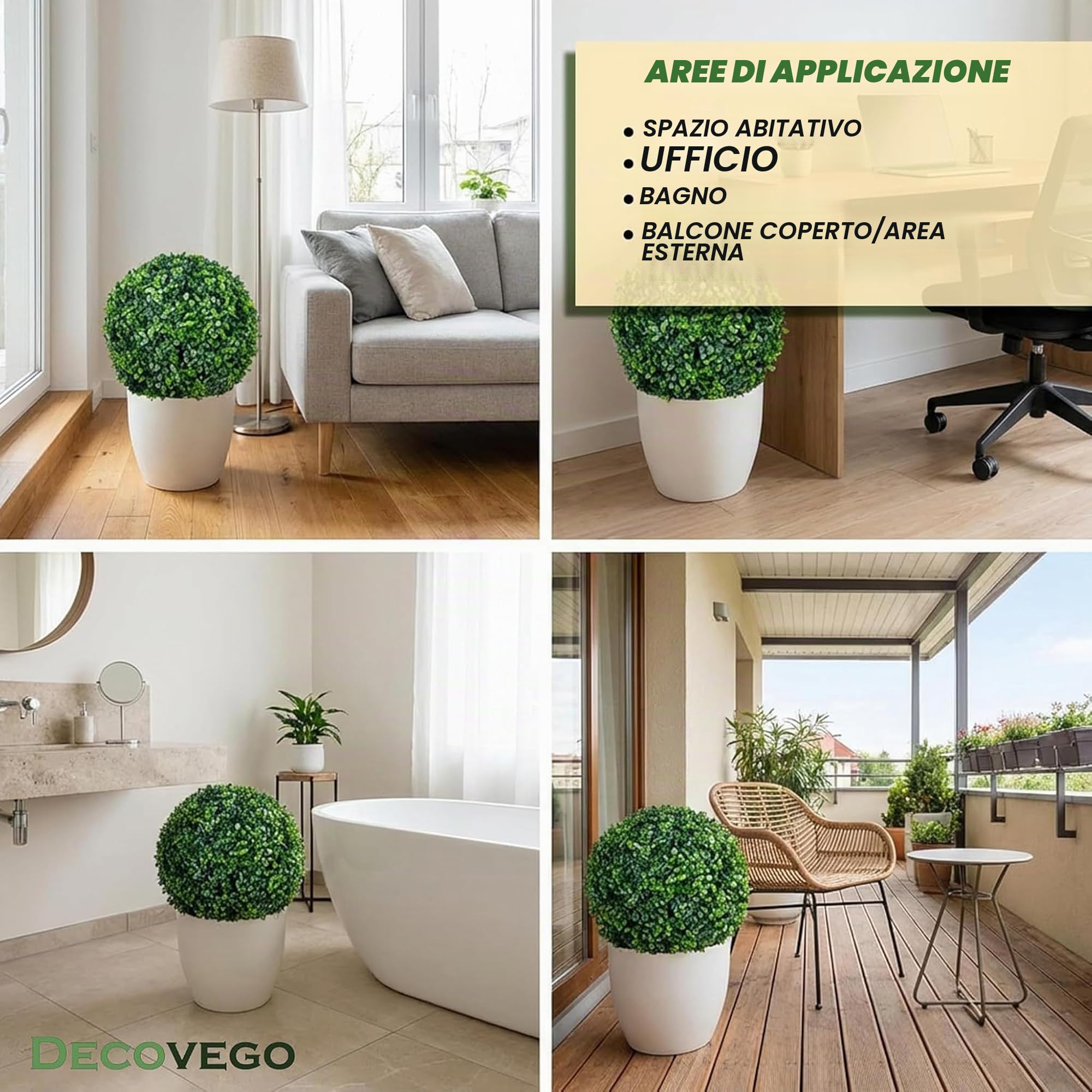 Decovego Bosso Pianta Decorativo 35 cm Palla di Bosso Artificiale Piante Artificiali Pianta Artificiale