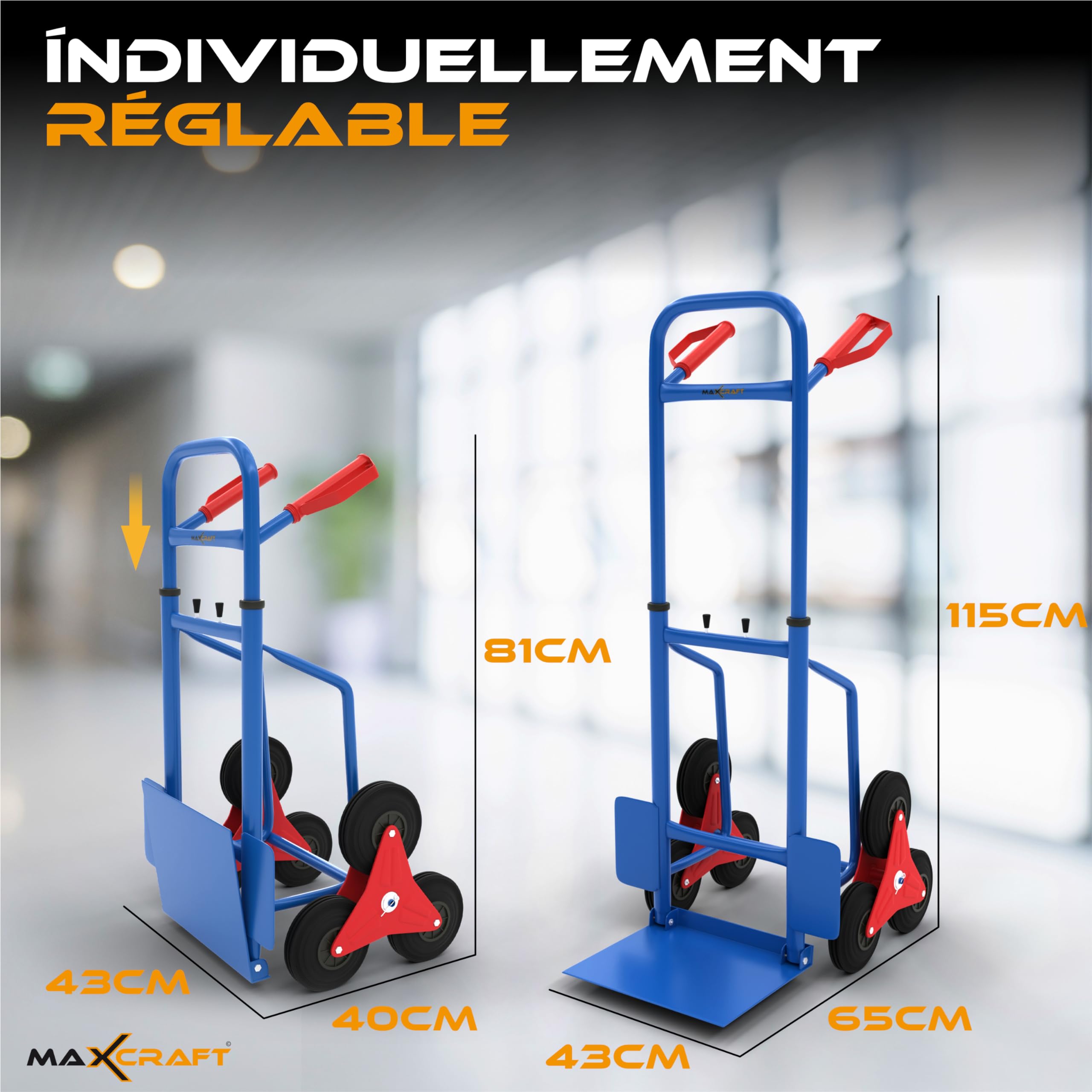 Diable Pliable Chariot de Transport Charge Max 150 kg Multi-Purpose Escalier 6 Roues pour l'Intérieur Extérieur