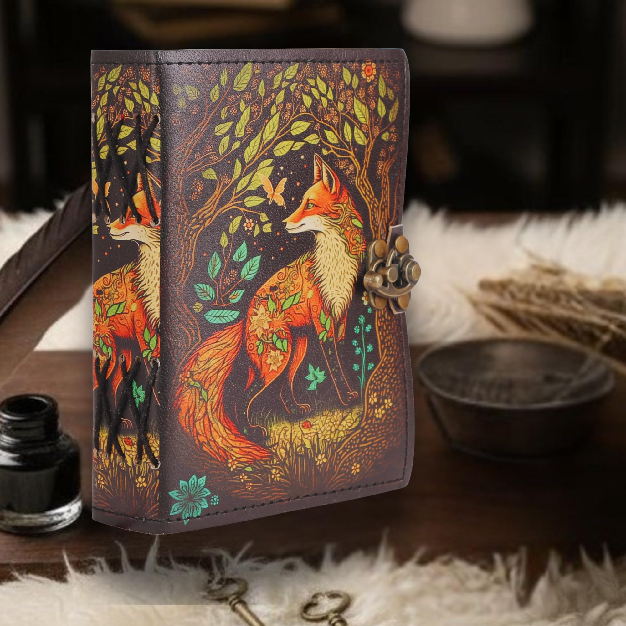 Volpe stampa UV albero della vita vintage copertina in pelle diario per uomini e donne scrittura taccuino da viaggio diario artista disegno album vecchia carta carta a righe