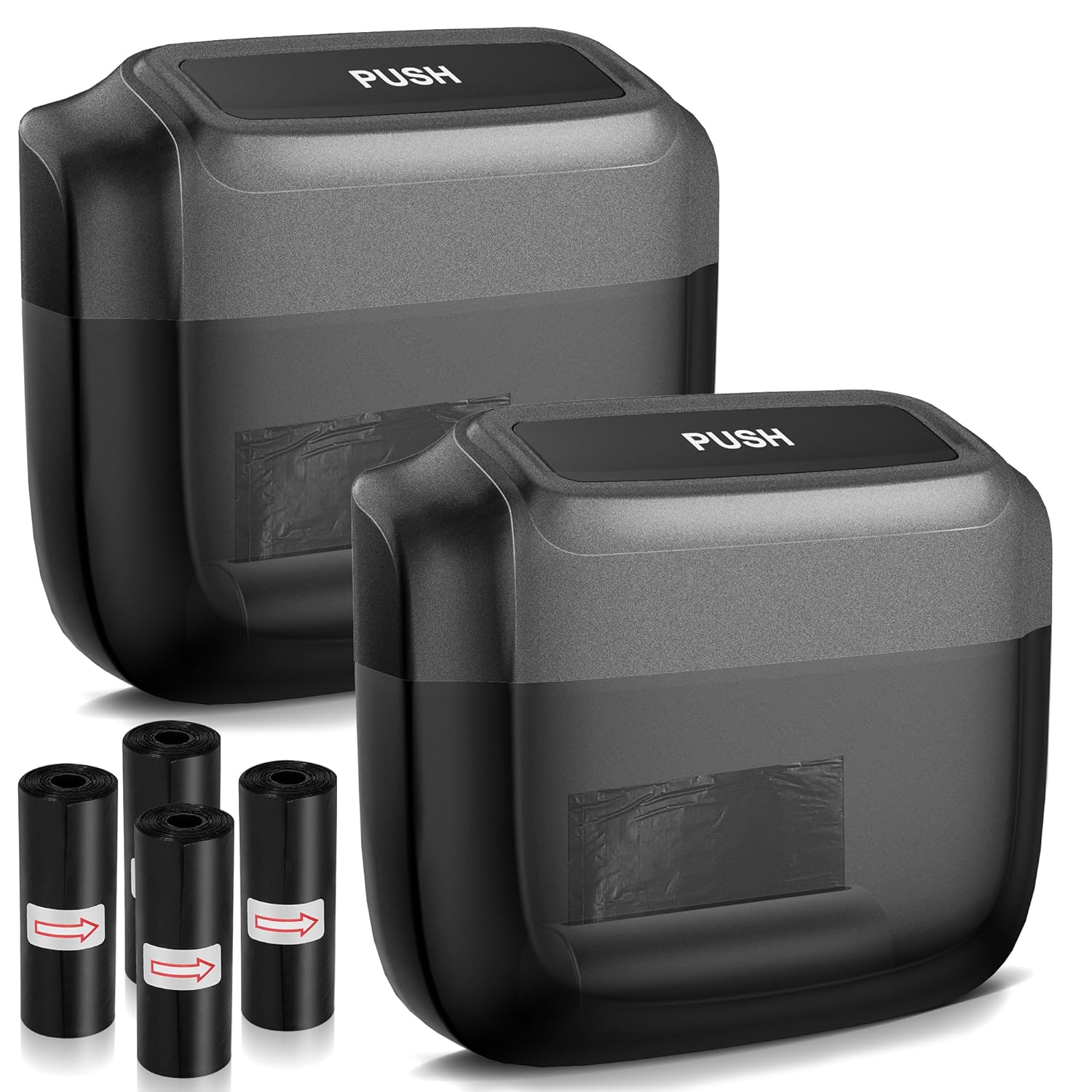 2 Packs Car Trash Can with Lid?Built-in Storage Garbage Bag?Leakproof Vehicle Trash?Car Accessories for Interior,Mini Garbage Bin for Automotive, Office, Kitchen,Bedroom?with 30pcs Trash Bags Black 2